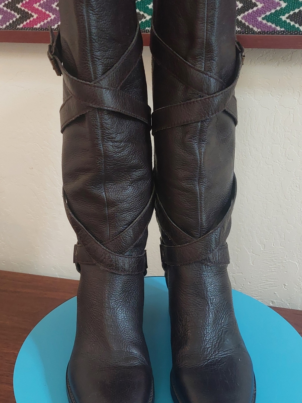 Women’s RALPH LAUREN Dark Brown Leather Buckle Boots